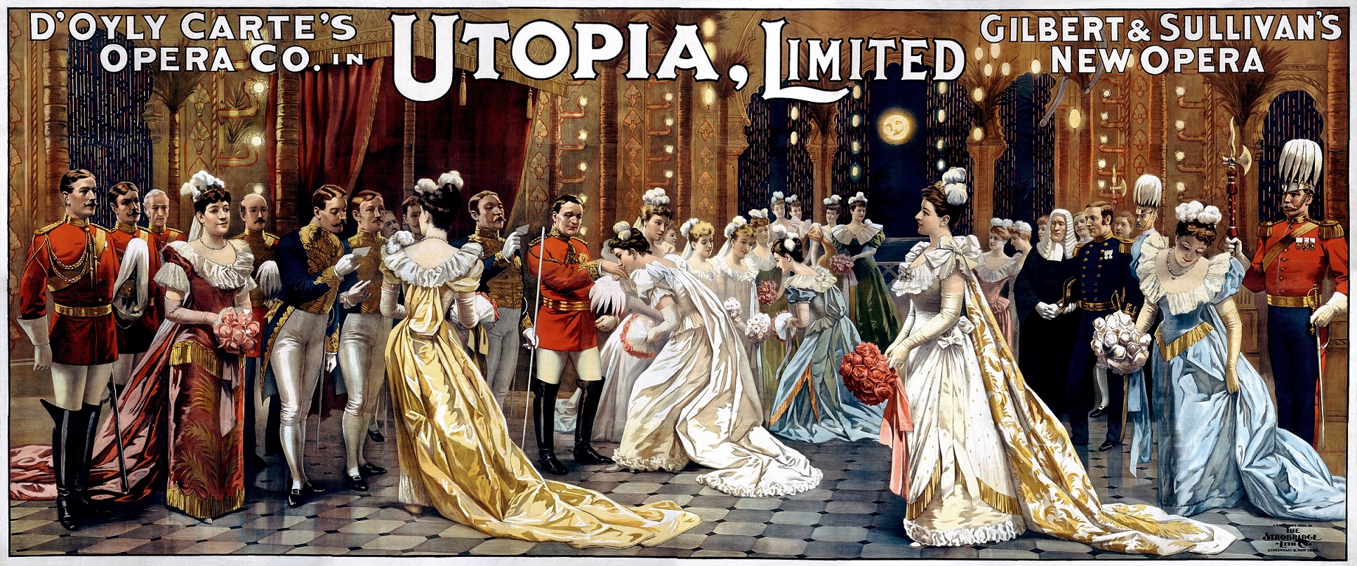 Scena w salonie, ilustracja do opery „Utopia, Limited” A. Sullivana i W. S. Gilberta, Strobridge & Co., Cincinnati, Illinois