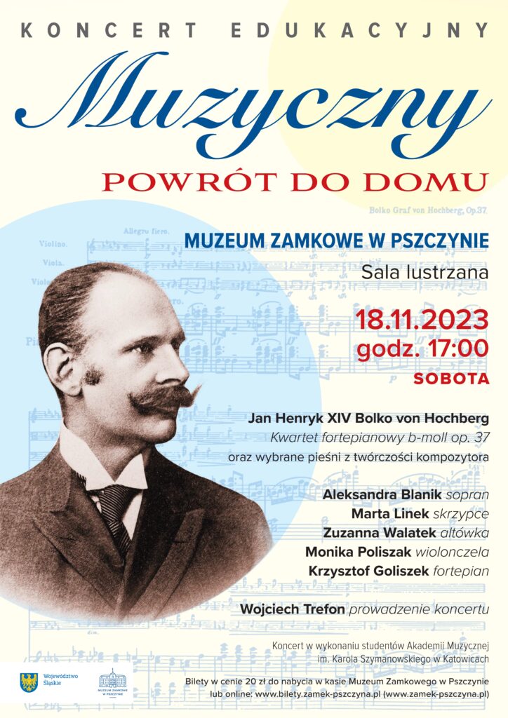 Plakat promujący koncert edukacyjny "Muzyczny Powrót do Domu".