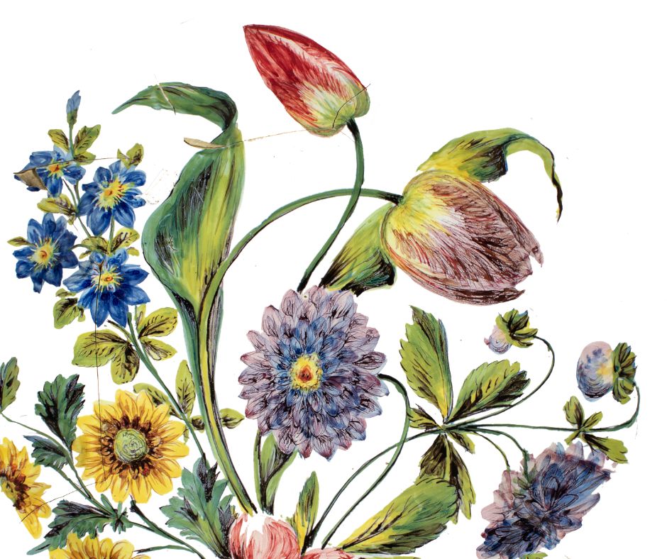 fragment dekoracji talerza ze zbiorów Muzeum Zamkowego w Pszczynie